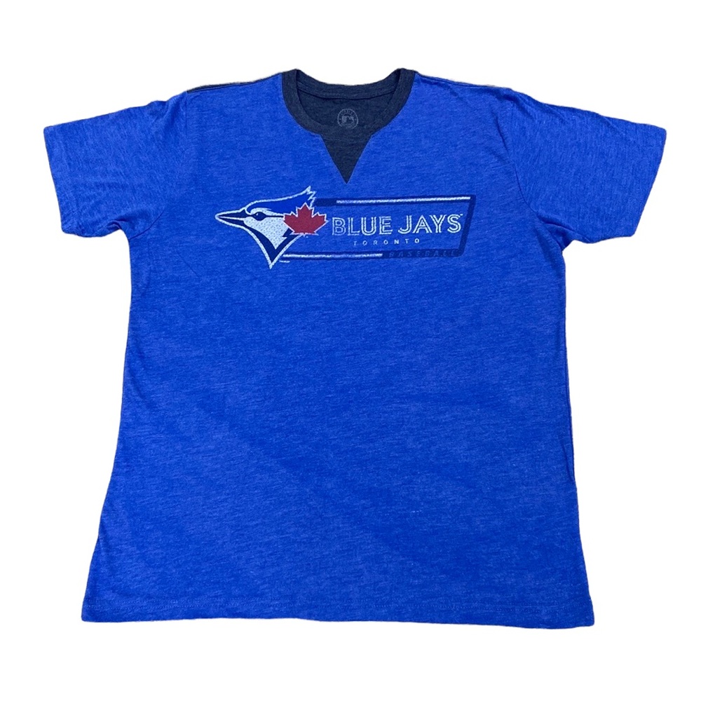 Blue Jays Short Sleeve Baseball Tee Shirt, Blue with Grey